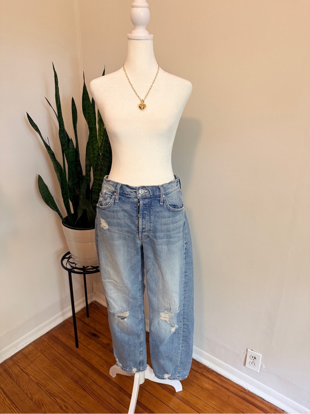 MOTHER Tomcat Straight-Leg Distressed Jeans (Size 29 - runs small)